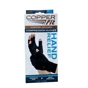 NEW Copper Fit Copper Infused Compression Gloves Hand Relief S/M Unisex 1 Pair
